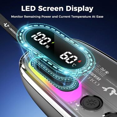 Електричні грілки для рук 2 шт. з RGB-підсвічуванням, 4 режими нагріву та цифровим дисплеєм, портативні міні-грілки для рук - подарунок для чоловіків та жінок