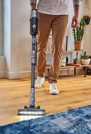 Пылесос беспроводной Rowenta X-Pert 3.60: 45 минут работы, аккумулятор Li-Ion, светодиодный насадка, серый/голубой