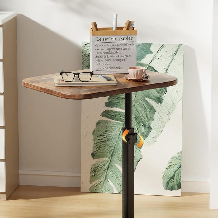 Стіл для ноутбука в ліжко, комп'ютерний стіл, Lapdesk, складний Betttisch, регульований кут 360°, знімний, портативний, для книг (40 x 30 x 80 см, C-подібний, горіла дерев'яна поверхня)