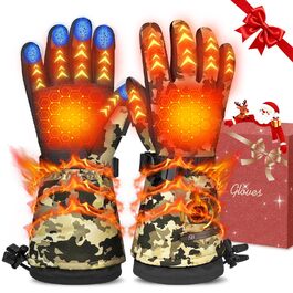 Обогревні рукавички для чоловіків та жінок, 3-рівневий обігрів, гріючі рукавички для катання на лижах з акумуляторами 7.4V 22.2WH, час роботи 10 годин, водонепроникні для альпінізму, велоспорту, колір: жовтий