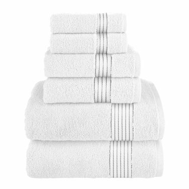 Набір рушників Elegant Comfort Premium з турецької бавовни, 6 предметів (2 рушники для обличчя, 2 для рук, 2 банні), гігроскопічні та м'які, білий/сірий