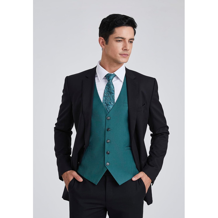 Жилет для чоловіків Enision: однотонний, з кишенями, для весілля, діловий стиль, розміри XS-4XL (4XL, блакитно-зелений)