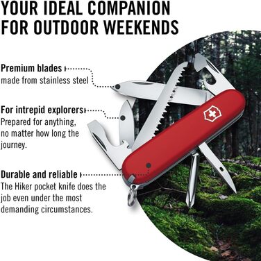 Мультитул Victorinox Hiker Swiss Army Knife – 13 функцій, ніж, відкривачка для консервів, викрутка