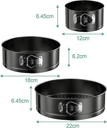 Набір форм для випічки WinGluge: 3 шт. (12/18/22 см), круглі, з антипригарним покриттям, знімним дном, для тортів та випічки