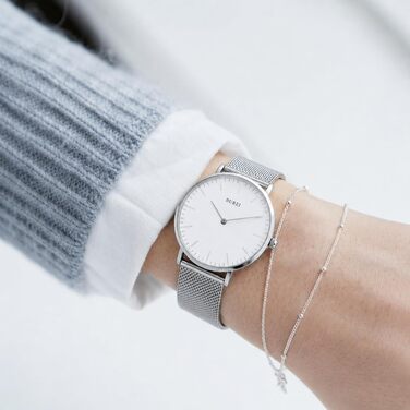 Жіночий класичний годинник BUREI — мінімалістичний аналоговий кварцовий годинник зі сталевим ремінцем, сріблястого кольору, подарунковий варіант