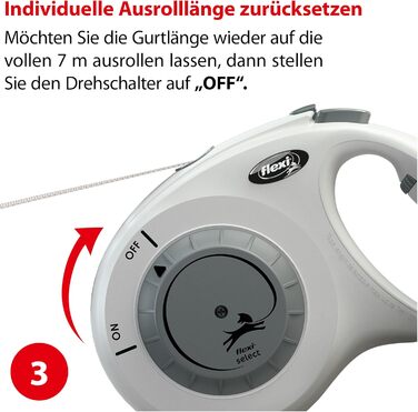 Flexi Select повід для собак, 7 м, чорний, регулювання 0-7 м, до 25 кг (світло-сірий, Medium)