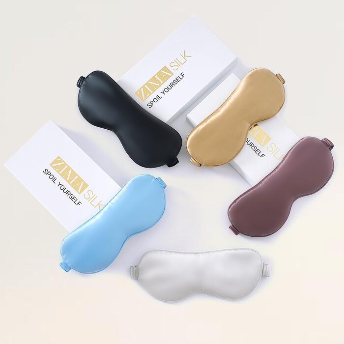 Маска для сну ZIMASILK з 100% чистої шовкової нитки малини, 22 Momme, наповнена 100% шовкової нитки малини, стрічка з шовку, надзвичайно м'яка та зручна, темно-синій (сіро-фіолетовий)