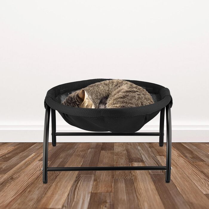 Крісло-гамак для котів Relaxdays, чорне, на стійці, 42 x 44 x 25 см