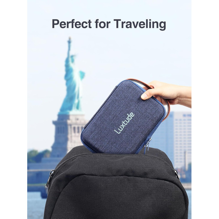 Органайзер для кабелів Luxtude: кейс для зберігання кабелів, зарядних пристроїв та Powerbank (Blue)