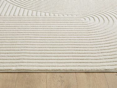 Килим Everest - сучасний коротковорсовий килим для вітальні та спальні з ефектом висоти-глибини, 3D ефект, висока щільність ворсу та приємна м'якість, дизайн Panglao, кремовий, 80 x 150 см