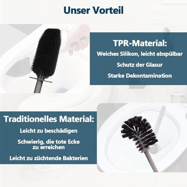 Силіконова щітка для унітазу з контейнером, чорна. Щітка для ванної кімнати та гостьового WC.