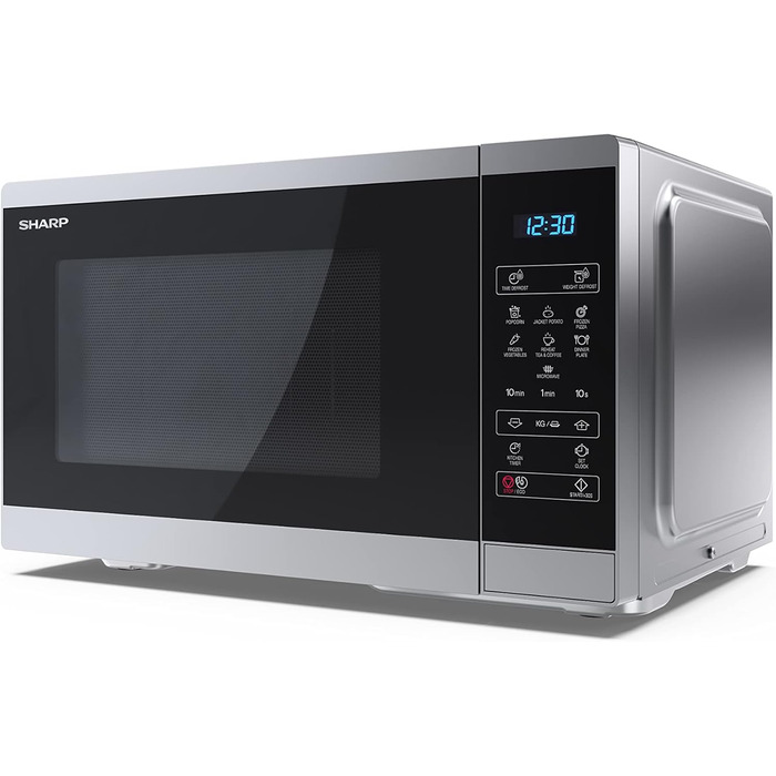 Мікрохвильова піч SHARP YC-MS252AE-B: 25 літрів, 900W, цифровий дисплей, срібна