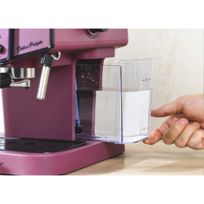 ECODE® Espresso Machine Delice Black, 20 Bar Pressure, Swivel Vaporizer - Machine with 1.5 L Tank, Milk Frother, Single/Double Dosage, Manometer with Temperature - Coffee Machine (Purple)