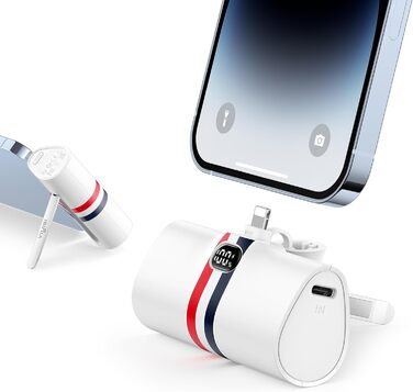 Power Bank VIYISI 5000mAh 20W з бездротовою зарядкою та LED-дисплеєм, сумісний з iPhone 14/12/11/X/8 та ін. (Білий)