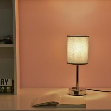 LED-лампа на тумбочку з сенсорним керуванням, диммуванням, USB-портом A+C, тканинний абажур, металева основа, 2 шт. (Сірий)