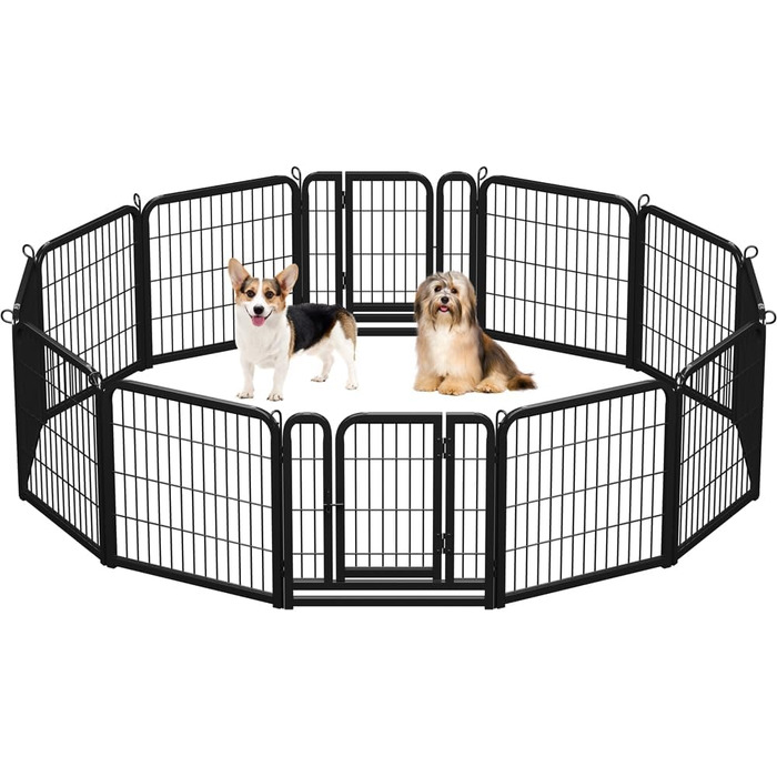 Корм для цуценят Yaheetech (12 шт.) - забіг для собак, 63 см, з 2 дверцятами, автоматичним замком, гнучкий та складаний, для квартири та саду