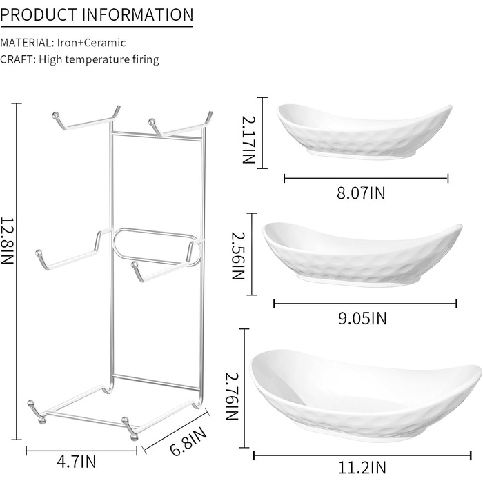Багатоярусна фруктова тарілка Acliys 3 яруси з кераміки для кухні, зберігання фруктів, овочів, снеків, десертів