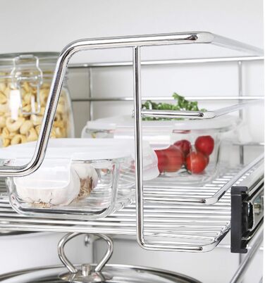 International Household Telescope Drawer - Kitchen Cabinet Drawer for 60 cm Kitchen Cabinets, Storage Basket Drawer Installation, Telescope Basket for Kitchen Cabinet, made of Metal (Chrome)