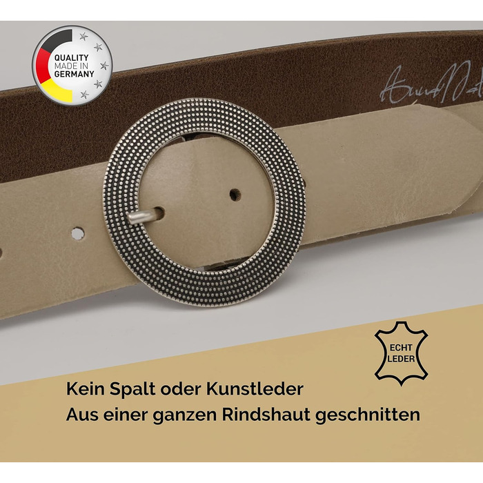 Жіночий шкіряний ремінь Anna Matoni 4 см, Німеччина, бежевий - класичний дизайн, натуральна шкіра, нікелева пряжка, 115 см