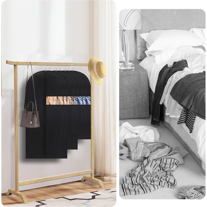 Чохли для одягу 4 шт. Преміум-якість, 60x180 см. Дыхаючий матеріал, з ручками, з блискавкою та вікном. Захисні чохли для костюмів, пальто, суконь.