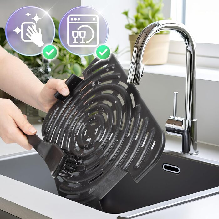 Фритюрниця Duronic XXL з 10л об'ємом та 2 камерами: подвійна фритюрниця без олії, Air Fryer для смаження без жиру (чорна)