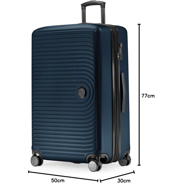 Чемодан великий хардлайнер 77 см, TSA, 130 л, розширення об'єму, темно-синій