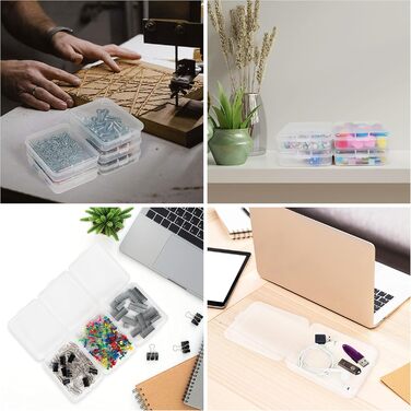BELLE VOUS 24-Piece Set Small Storage Boxes Plastic Transparent Hinged Lid - 11.5 x 9.2 x 2.8 cm - Plastic Boxes for Small Beads, Pills, Jewelry, Screws, Sorting Box, Craft Supplies