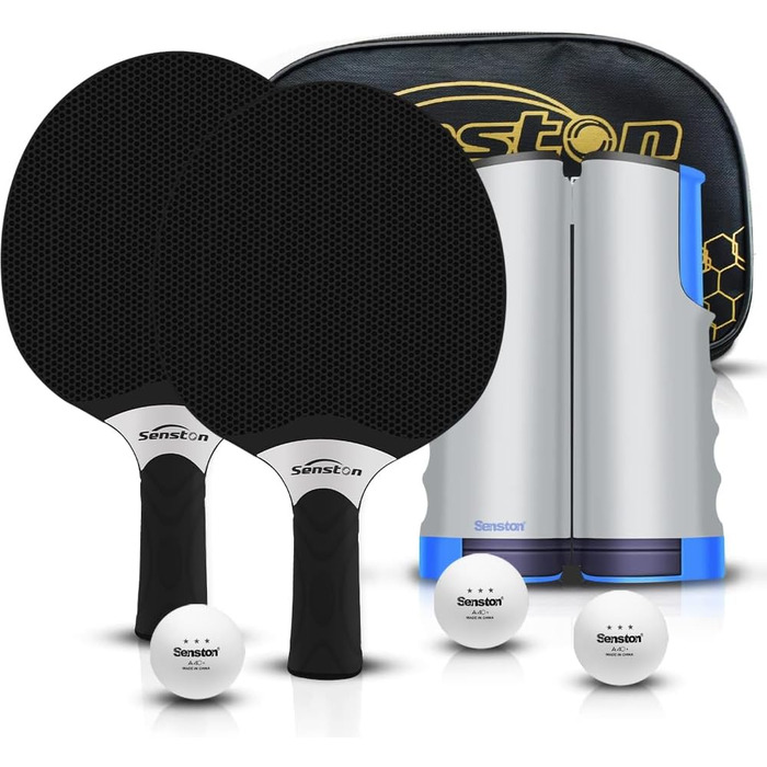 Senston Table Tennis Set - Professional Paddles for 4 Players - Rubber Compound, Indoor/Outdoor Play