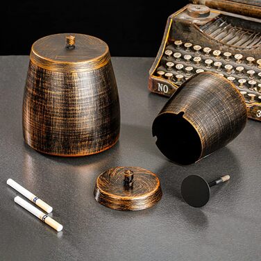 Стакан для сигарет з кришкою, для дому та вулиці, нержавіюча сталь, вітрозахисний, для садового, барного, офісного використання (компактний)