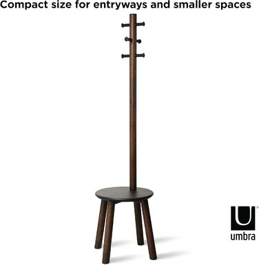Umbra Pillar Coat Rack with Bench, Default_no_Selection_Value, White/Natural, One Size (Black/Walnut, Coat Rack with Bench)