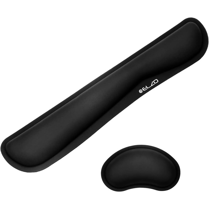 Підставка для зап'ястя ELZO для клавіатури з Memory Foam, ергономічна, для ПК, ноутбука (Чорний, PU)