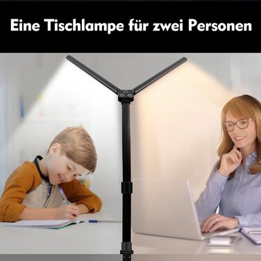 LED лампа для столу Doppelkopf з регулюванням яскравості, 24W, 80см, для дому/офісу, денне світло, лампа сови, кріпиться на стіл (чорний)