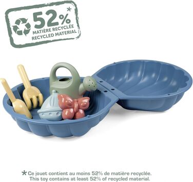 Smoby Life 850210 Mini Sandpit with Double Filling – Watering Can – Shovel + Rake – Play Beach – Recycled Plastic – from 18 Months