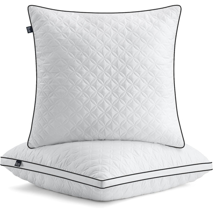 BedStory Pillow 80x80cm 2-Pack, Sleeping Pillows made of 2X1500g Microfibers, Breathable and Washable Bed Pillows, Ideal for Deep and Restful Sleep, Öko-Tex Certified White Black 80x80 (2-Pack)