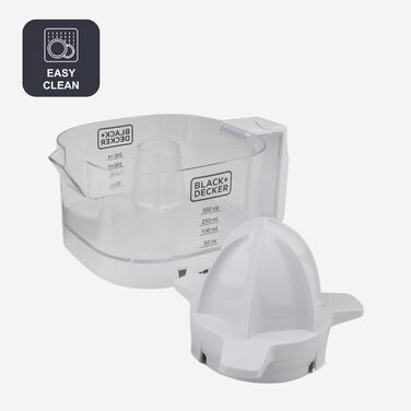 Електрична соковитискачка для цитрусових BLACK+DECKER BXCJ350E, 350W, нержавіюча сталь, регулятор м'якоті, 2 насадки