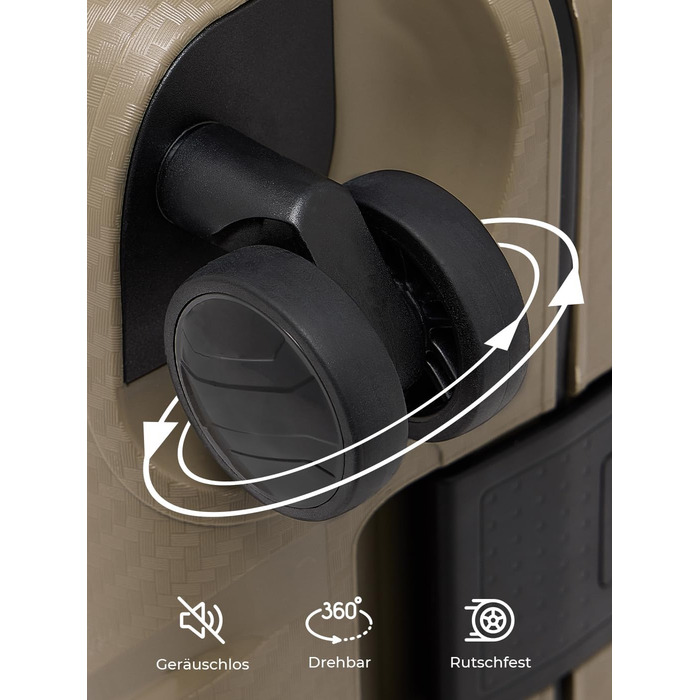 Набір валіз REDOLZ 3 шт. з жорстким корпусом | Система 3-х точкового замикання | З високоякісного поліпропілену | 4 подвійні колеса & TSA-замок | Для жінок та чоловіків (Essentials 15) (Колір: Бежевий, Розмір: M (65 см))