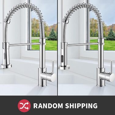 Змішувач для кухні Cobbe з висувним виливом, однорідний важіль, 2 режими розпилення, високий вилив (хром)