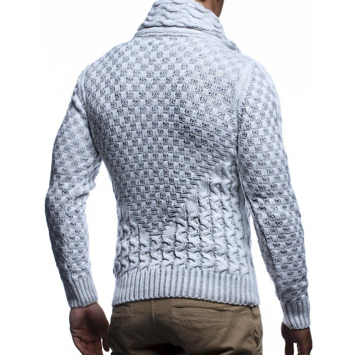 Чоловічий кардиган Eif Neson з в'язаного полотна на блискавці, Regular Fit, сіро-бежевий (3XL)