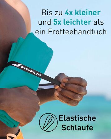 Рушник з мікрофібри Fit-Flip - компактний, легкий, швидковисихаючий - для подорожей, спорту, пляжу - великий, 50x30 см та 100x50 см (Petrol Blue)
