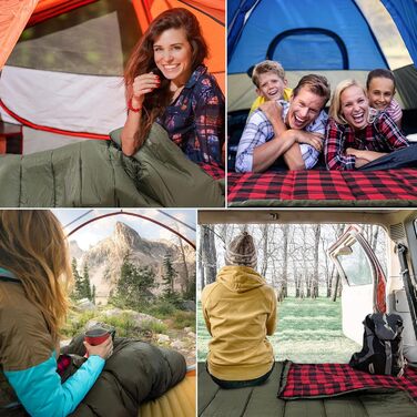 Сплячий мішок Keencamp Flanell Warmer для кемпінгу, 3-4 сезони, бавовняна підкладка, до -1°C, XXL, 230x90 см (зелений, Zip)