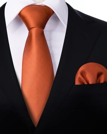 Краватка та нагрудна хустинка Enlision Solide для чоловіків, однотонні, різні кольори (L- Gebranntes Orange)