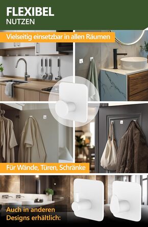 Набір гачків для рушників 4smile, 6 шт. - без свердління, з нержавіючої сталі, водонепроникні, для ванної кімнати