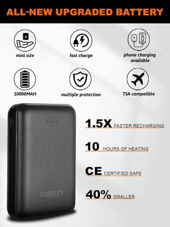 Обогрівальний жилет Gokozy для чоловіків та жінок з акумулятором 10000 mAh та 5 зонами обігріву, для катання на лижах та полювання (M, Сірий)