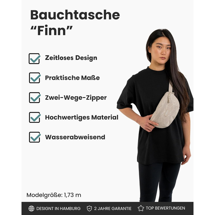 Чоловіча/жіноча поясна сумка LARKSON Finn - стильна гірчаста сумка на пояс для спорту, відпочинку, міста, фестивалів, кросбоді з водонепроникним піском