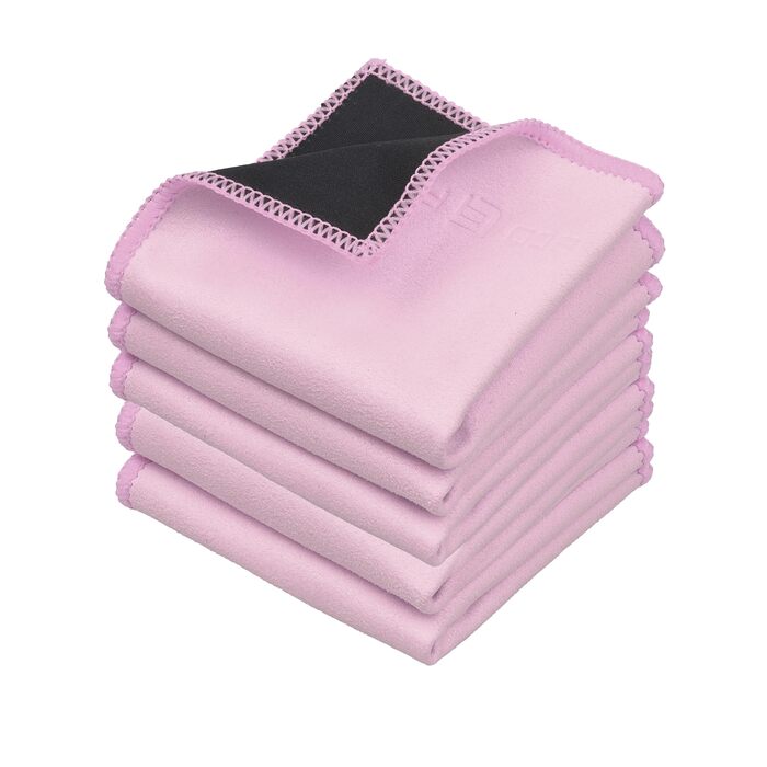 Серветки для чищення з мікрофібри Eco-Fused, 5 шт. - двосторонні - для смартфонів, LCD-телевізорів, планшетів, екранів ноутбуків, об'єктивів камер (рожеві, 17 x 16 см)