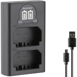 Зарядний пристрій Blumax Slim Dual для акумуляторів Sony NP-FZ100 – сумісний з Sony Alpha 6600 6700 A7 III 7RM3 / Alpha 9 III 9III 9S / A9 A9III A9S