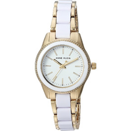 Жіночий наручний годинник Anne Klein з樹脂-браслетом (Білий/Золотий)