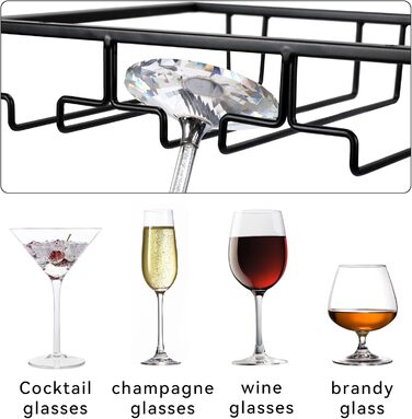 Металевий трирядний тримач для келихів вина Anshuke – 8-12 келихів, для дому, ресторану, бару