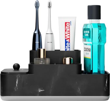 VITVITI Toothbrush Holder Electric Toothbrush Holder with Cover Bathroom, Marble Electric Toothbrush Toothbrush Holder Bathroom Organizer Countertop Toothpaste Vanity Counter Toothbrush Holder