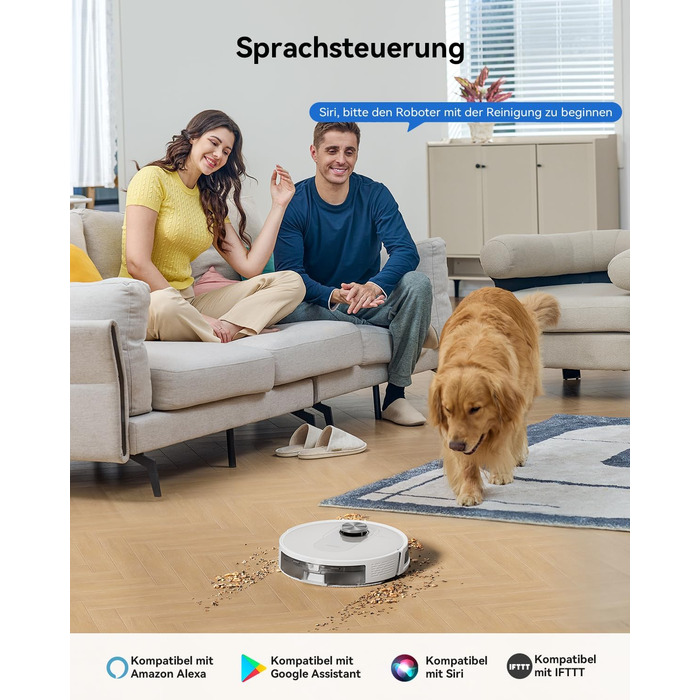 Робот-пилосос Proscenic Q20Plus з функцією миття, 10000Pa, 200 хвилин роботи, бездротова станція, 3-в-1 для прибирання шерсті тварин, килимів та твердих підлог (білий)